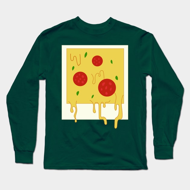 Dripping Polaroid Pizza Photo Long Sleeve T-Shirt by gabyshiny